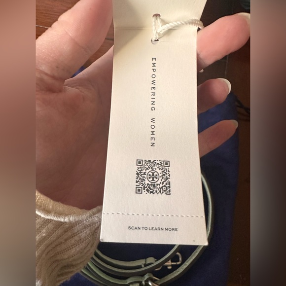 Tory Burch Mini Mint Croc-Embossed Wristlet with Crossbody Strap - Picture 6 of 11